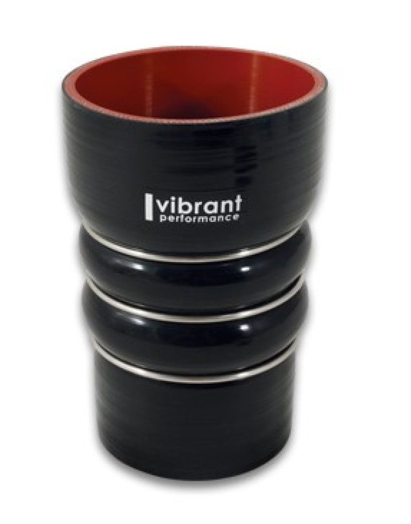 VIB 4 Ply Hoses - Vibrant Silicone Coupling 4 Ply Aramid CAC Transition Hose 3.25in x 3in Inlet/Outlet - Black