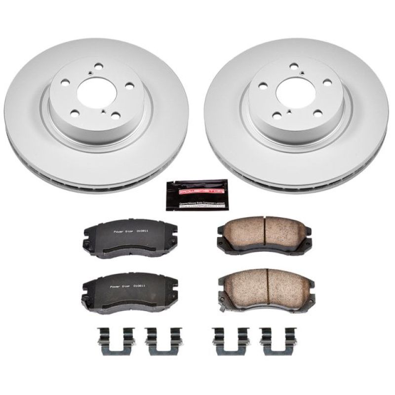 PSB Z17 Evolution Coated Kit - Power Stop 1996 Subaru Legacy Front Z17 Evolution Geomet Coated Brake Kit
