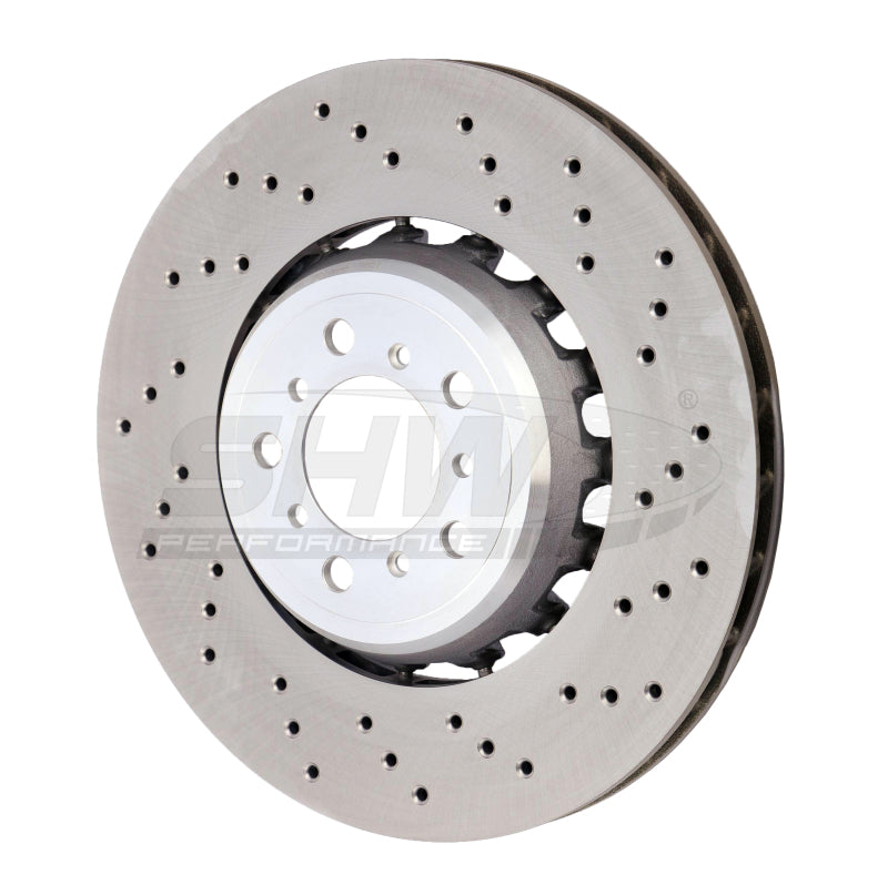SHW Drilled Lightweight Rotors - SHW 15-18 BMW M3 3.0L Right Front Cross-Drilled Lightweight Brake Rotor (34112284810)