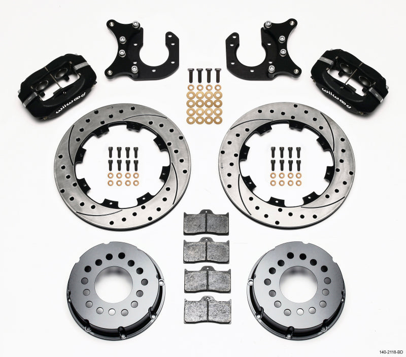 WIL Dynalite Brake Kit - Wilwood Forged Dynalite P/S Rear Kit Drilled Rotor New Big Ford 2.50in Offset