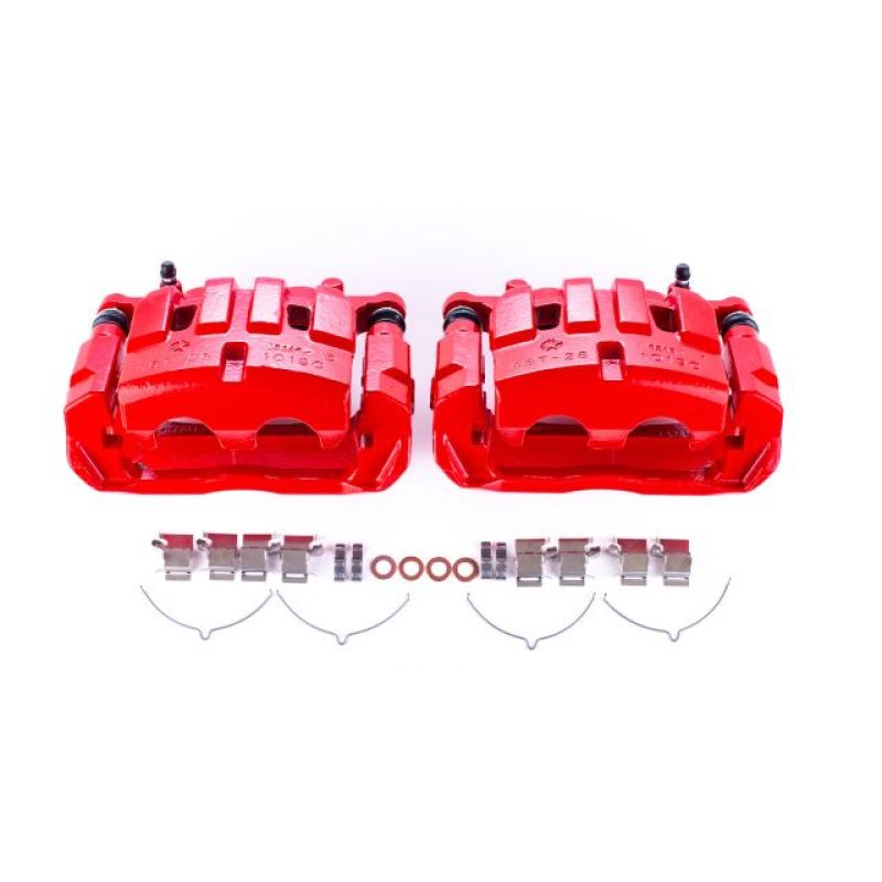 PSB Red Calipers - Power Stop 14-18 Jeep Cherokee Front Red Calipers w/Brackets - Pair