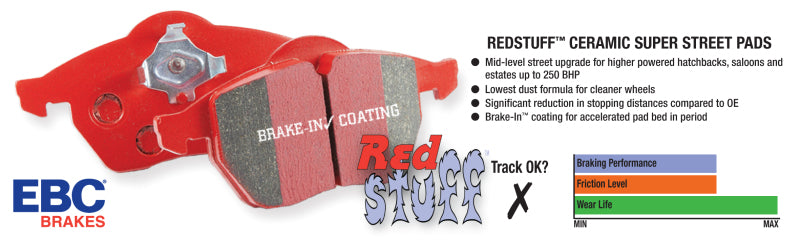 EBC Redstuff Brake Pad Sets - EBC 91-95 Opel Astra 2.0 Redstuff Front Brake Pads