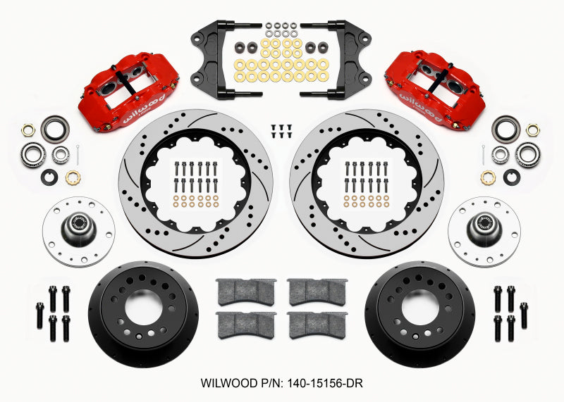 WIL Superlite Brake Kit - Wilwood Narrow Superlite 6R Front Hub Kit 14.00in Drill Red WWE ProSpindle (5x4.75in 5x5.00in Hub)