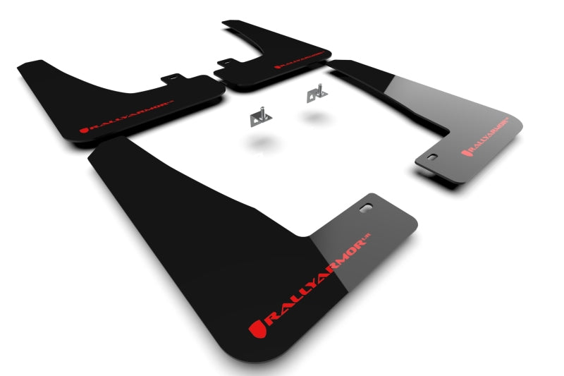 RAL UR Blk Flap/Rd Logo - Rally Armor 22-26 Tesla Model X Black UR Mud Flap w/Red Logo