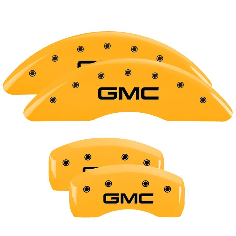 MGP Caliper Covers 4 Logo - MGP 4 Caliper Covers Engraved Front & Rear GMC Yellow finish black ch