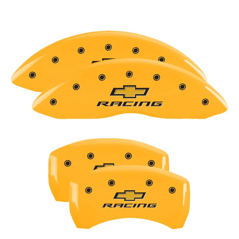 MGP Caliper Covers 4 Logo - MGP 4 Caliper Covers Engraved Front & Rear Chevy racing Yellow finish black ch