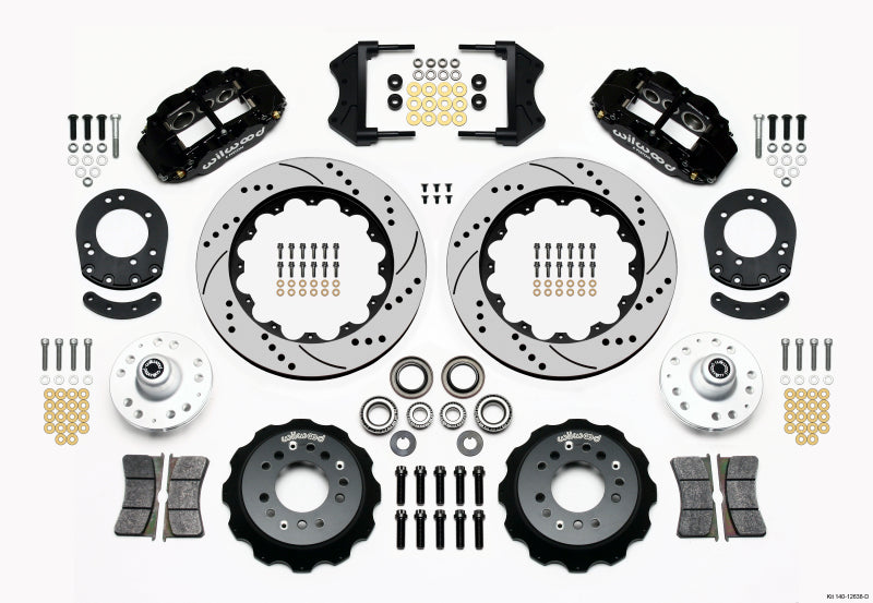 WIL Superlite Brake Kit - Wilwood Narrow Superlite 6R Front Hub Kit 14.00in Drilled 1965-1969 Mustang Drum Spindle