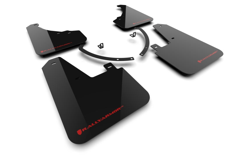 RAL UR Blk Flap/Rd Logo - Rally Armor 24-25 Hyundai Santa Fe Black Mud Flap w/Red Logo