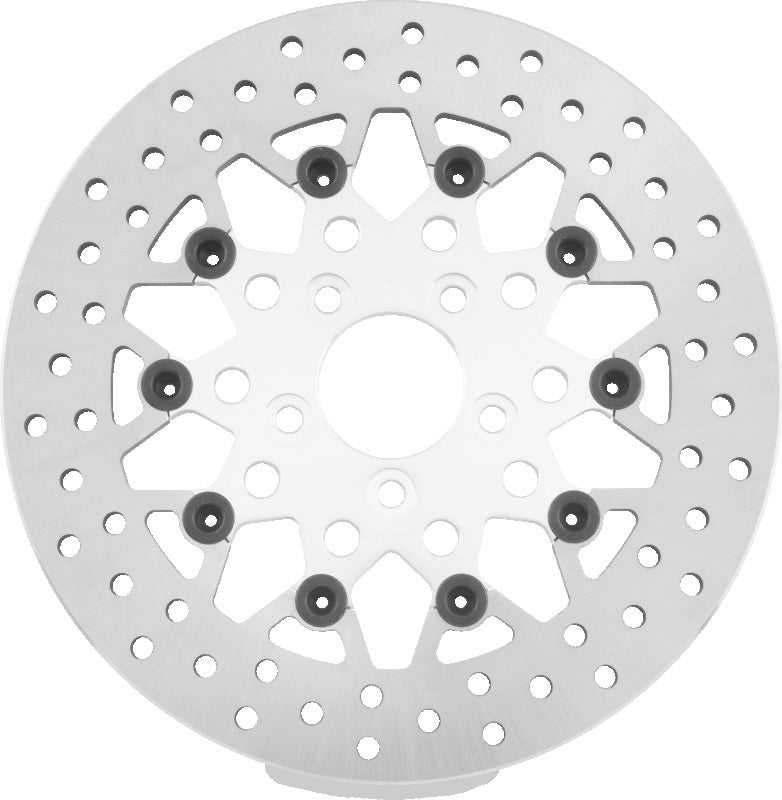 TWP Brake Rotors - Twin Power 08-Up FLH FLT Rear 11.8in Floating Rotor Mesh Silver