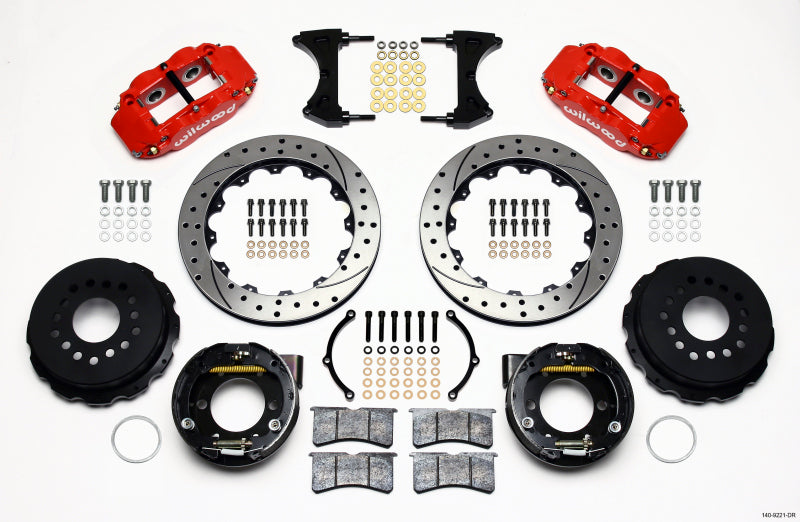 WIL Superlite Brake Kit - Wilwood Narrow Superlite 4R Rear P-Brk Kit 12.88in Drill Red 2005-2014 Mustang