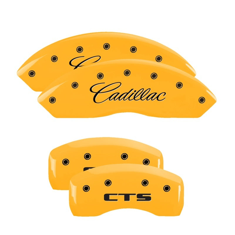 MGP Caliper Covers 4 Logo - MGP 4 Caliper Covers Engraved Front Cadillac Rear CTS Yellow Finish Black Char 2004 Cadillac CTS