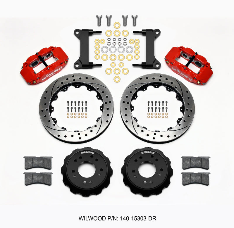 WIL Superlite Brake Kit - Wilwood Narrow Superlite 6R Front Hat Kit 13.06 Drilled Red 63-87 C10 w/ Wilwood Pro Spindles