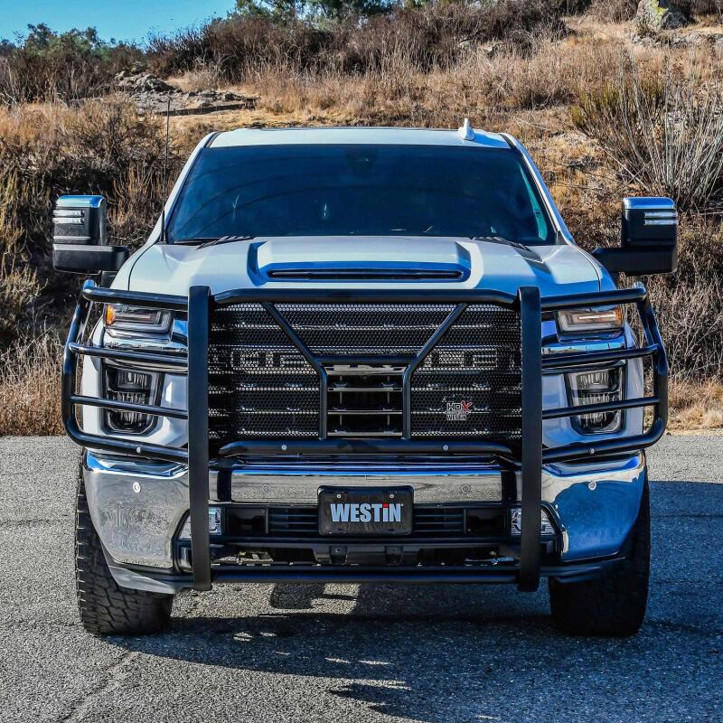 WES HDX Grille Guards - Westin 20-22 Chevrolet Silverado 2500/3500 (w/Front Sensors) HDX Grille Guard - Blk