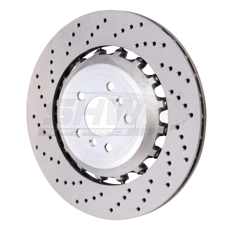 SHW Drilled Lightweight Rotors - SHW 11-16 BMW M5 4.4L Left Rear Cross-Drilled Lightweight Brake Rotor (34212284103)