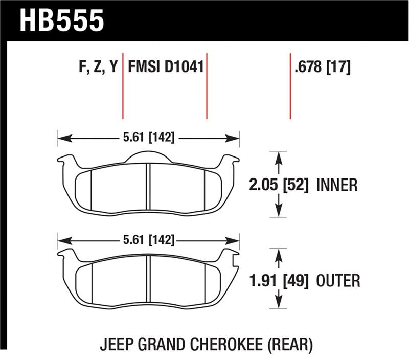 HAWK HPS Brake Pad Sets - Hawk 06-10 Jeep Commander / 05-10 Grand Cherokee / 05-10 Armada / 04 Pathfinder / 04-10 Tital 5.6L /