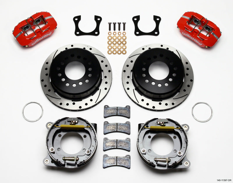 WIL Dynapro Brake Kit - Wilwood Dynapro Low-Profile 11.00in P-Brake Kit Drill-Red 58-64 Olds/Pontiac Ends 2.81in Offset
