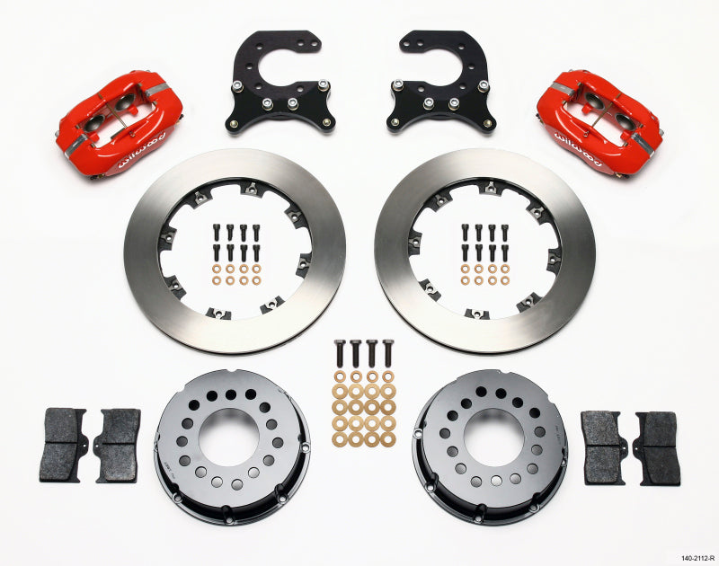 WIL Dynalite Brake Kit - Wilwood Forged Dynalite P/S Rear Kit Red Chev 12 Bolt w C-Clips