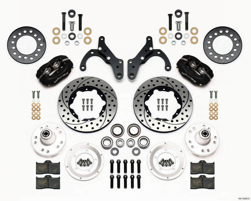 WIL Dynalite Brake Kit - Wilwood Forged Dynalite Front Kit 11.00in Drilled 69-70 Impala Drum/Disc 69-82 Vette