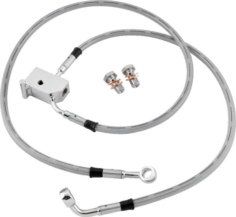 TWP Brake Lines - Twin Power 00-05 FXST 00-06 FLST Models Stainless Steel Dot Brake Line Kit Rear Stock Length