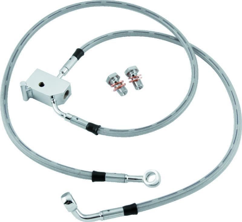 TWP Brake Lines - Twin Power L87-99 FLST Stainless Steel Dot Brake Line Kit Rear Stock Length