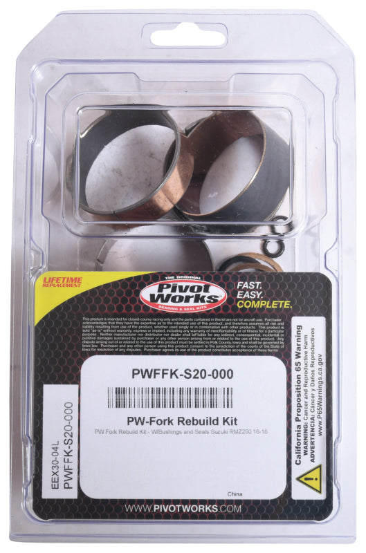 PIV Fork Rebuild Kit - Pivot Works 16-18 Suzuki RMZ250 Fork Rebuild Kit - W/Bushings & Seals