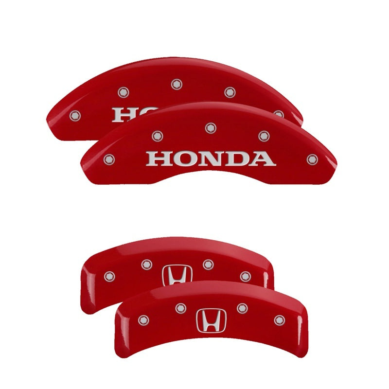 MGP Caliper Covers 4 Logo - MGP 4 Caliper Covers Engraved Front Honda Engraved Rear H Logo Red finish silver ch