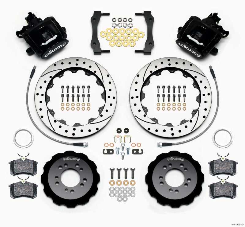 WIL Parking Brake Brake Kit - Wilwood Combination Parking Brake Rear Kit 12.88in Drilled 2013-Up Ford Focus ST w/ Lines