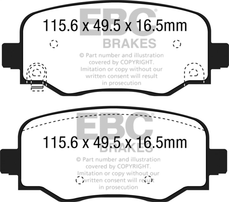 EBC Yellowstuff Brake Pad Sets - EBC 15+ Fiat 500X 1.4 Turbo Yellowstuff Rear Brake Pads
