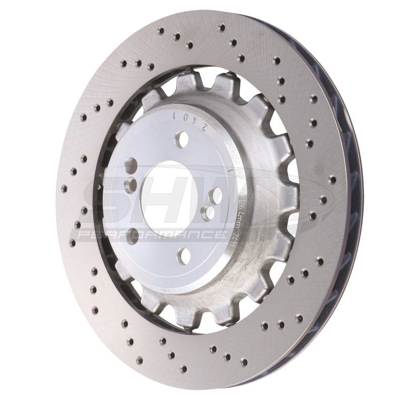 SHW Drilled Lightweight Rotors - SHW 19-21 BMW M2 Competition 3.0L Right Rear Cross-Drilled Lightweight Brake Rotor (34118072020)
