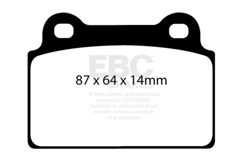 EBC Redstuff Brake Pad Sets - EBC 08-16 Mitsubishi Lancer Evo 10 2.0 Turbo (1 piece rotor) Redstuff Rear Brake Pads