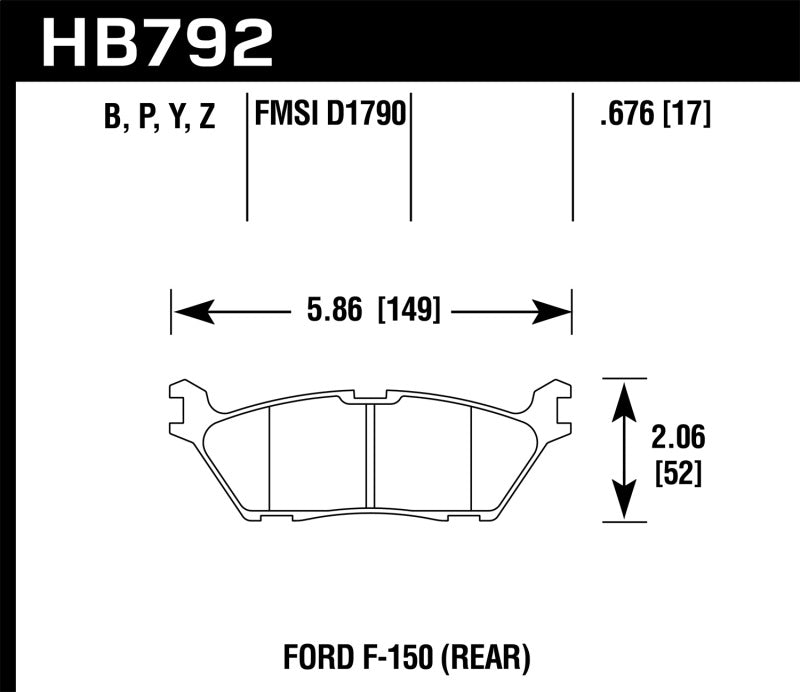 HAWK HPS 5.0 Brake Pad Sets - Hawk 15 Ford F-150 HPS 5.0 Rear Brake Pads