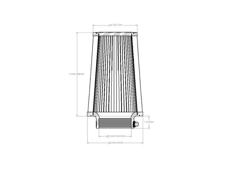 AFE Universal D2 Dura Dry Air Filter - aFe POWER Universal Clamp-On Air Filter w/ D2 Dura-Dry Media - 3-1/2in F x 6in B x 4-3/4in T x 9in H
