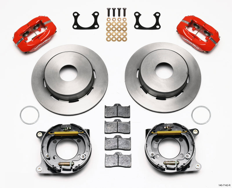 WIL Dynalite Brake Kit - Wilwood Forged Dynalite P/S Park Brake Kit Red Big Ford 2.36in Offset Currie Blank
