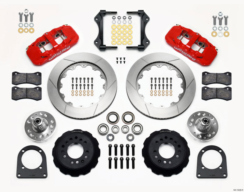 WIL Aero Brake Kit - Wilwood AERO6 Front Hub Kit 14.00in Red TCI-IFS 71-78 (Pinto Based)