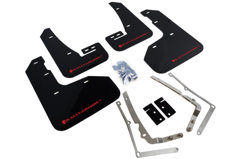 RAL UR Blk Flap/Rd Logo - Rally Armor 15-17.5 MKVII VW Golf R Black UR Mud Flap w/Red Logo