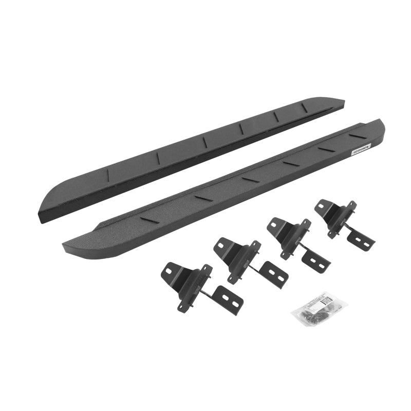 GOR RB10 Slim Running Boards - Go Rhino 18-22 Jeep Wrangler JL 2DR RB10 Slim Running Boards Kit (Incl. Brackets) - Bedliner Coating