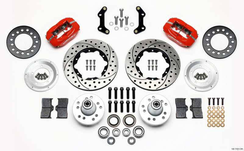 WIL Dynalite Brake Kit - Wilwood Forged Dynalite Front Kit 11.00in Drilled Red 70-72 CDP B & E Body-Disc