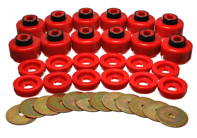 ES Body Mounts - Red - Energy Suspension Body Mount Set - Red