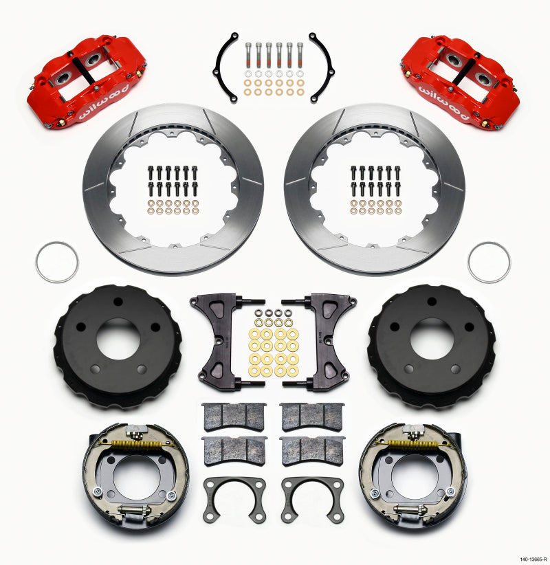WIL Superlite Brake Kit - Wilwood Narrow Superlite 4R Rear P-Brk Kit 12.88in Red Big Ford New 2.38in Off Bronco 5 x 5.50