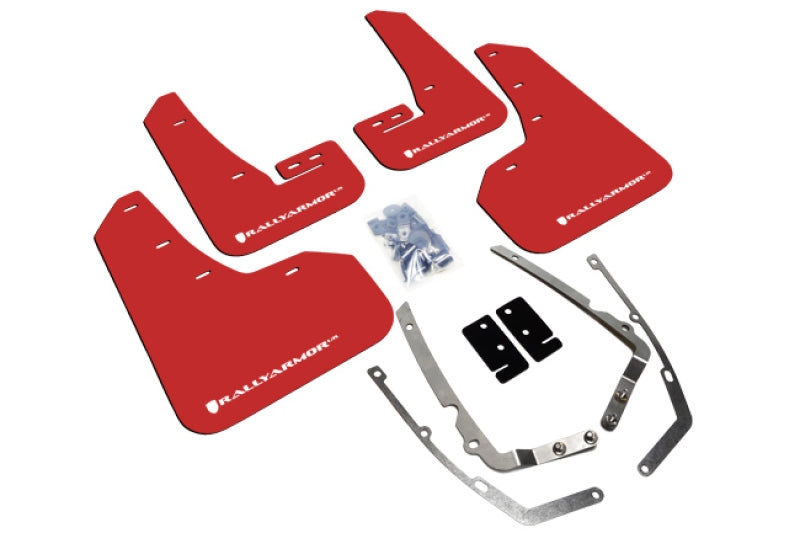 RAL UR Red Flap/Wht Logo - Rally Armor 15-21 MKVII VW Golf/GTI Red UR Mud Flap w/White Logo