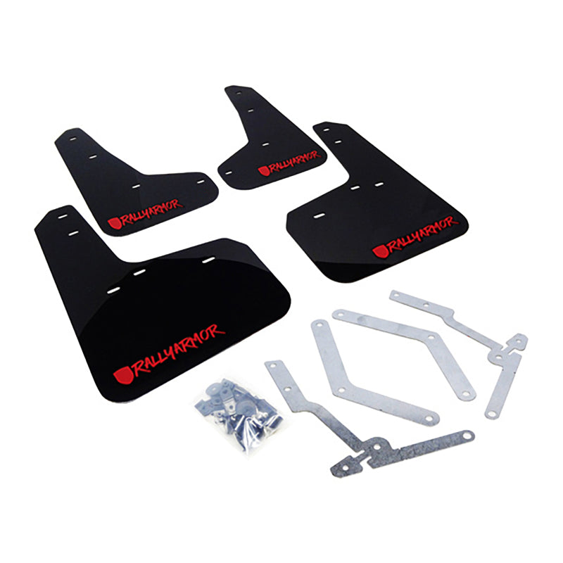 RAL UR Blk Flap/Rd Logo - Rally Armor 12-19 Ford Focus ST / 16-19 RS Black UR Mud Flap w/Red Altered Font Logo