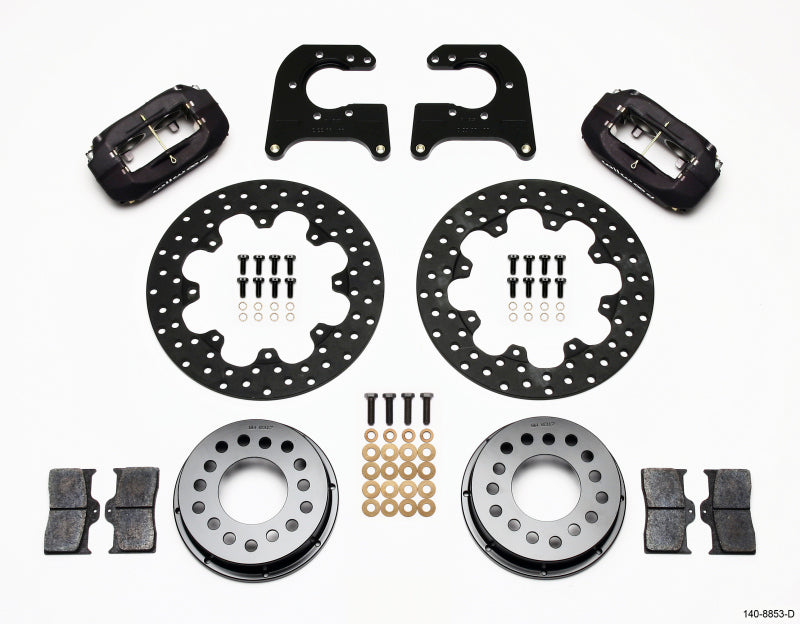 WIL Dynalite Brake Kit - Wilwood Forged Dynalite Rear Drag Kit Drilled Rotor Mopar/Dana 2.50in Off w/Snap Ring Bearing