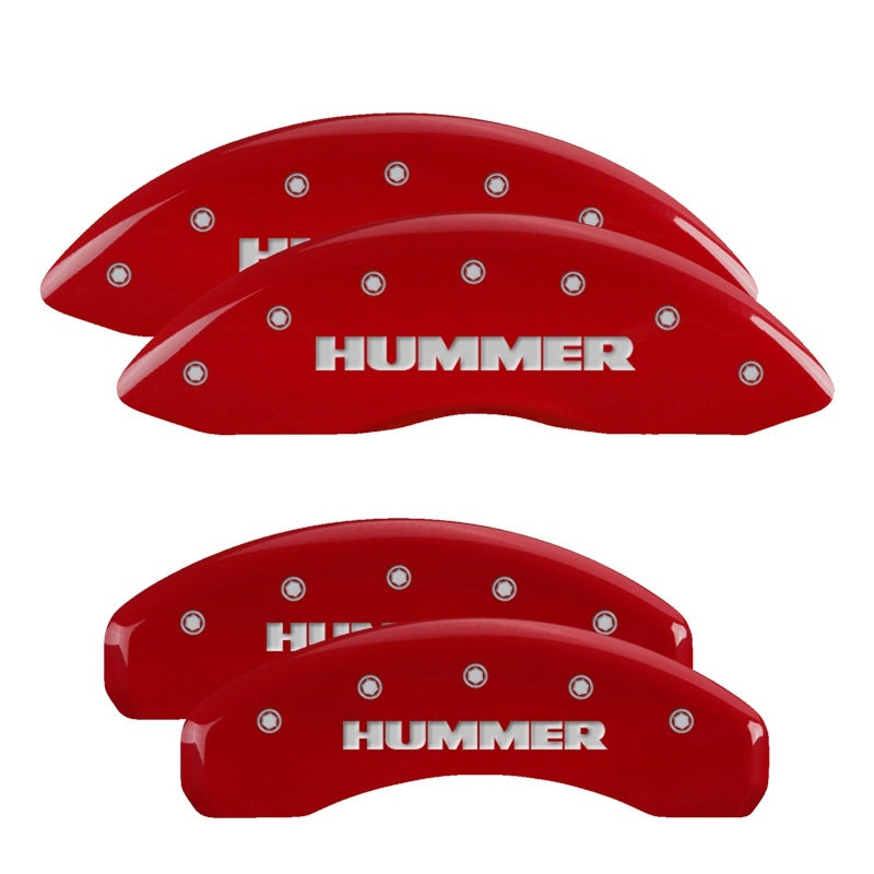 MGP Caliper Covers 4 Logo - MGP 4 Caliper Covers Engraved Front & Rear Hummer Red finish silver ch