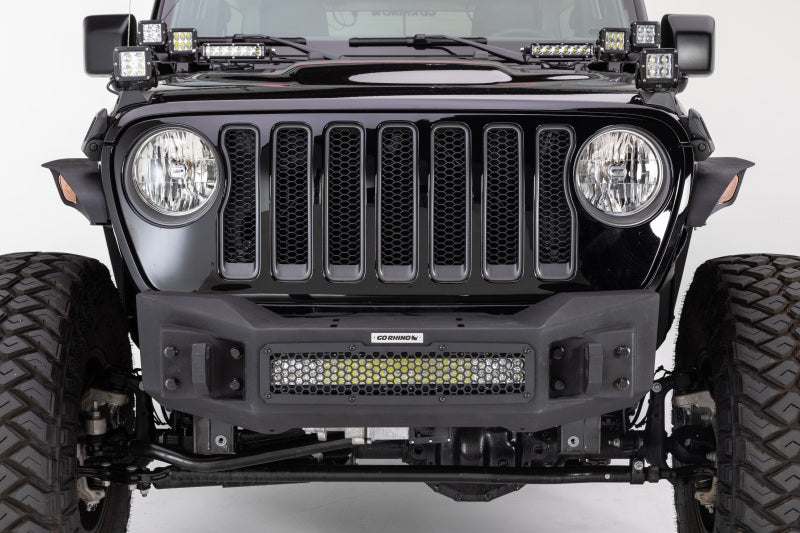 GOR Rockline Bumper - Go Rhino 07-20 Jeep Wrangler JL/JLU/JK/JKU/Gladiator JT Rockline Front Stubby Bumper