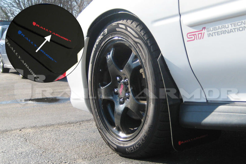 RAL UR Blk Flap/Rd Logo - Rally Armor 93-01 Subaru Impreza RS Black UR Mud Flap w/ Red Logo