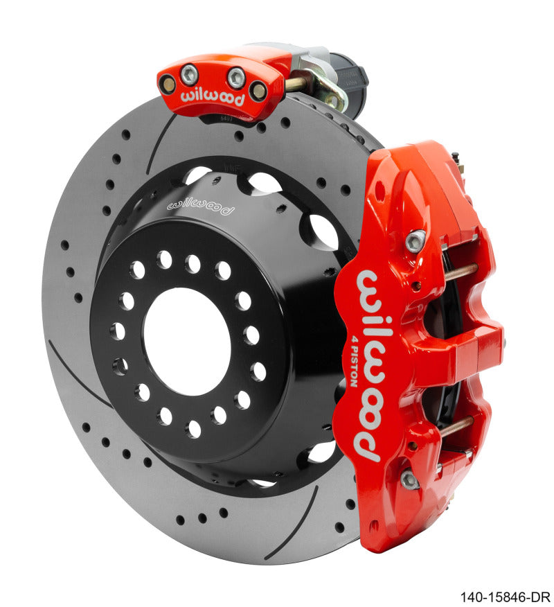 WIL Superlite Brake Kit - Wilwood Narrow Superlite 4R Rear P-Brk Kit AERO4 14in Rotor Big Ford New Style 2.5in Off - SRP Red