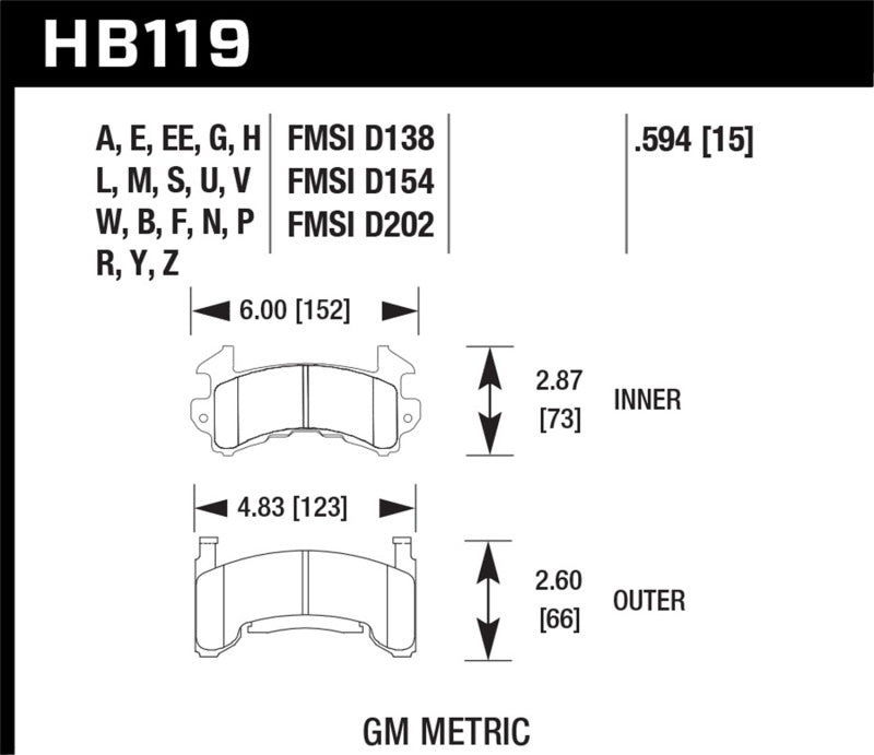 HAWK DTC-50 Brake Pad Sets - Hawk 78-87 Buick Regal DTC-50 Front Brake Pads