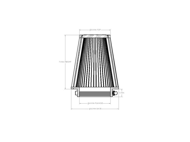 AFE Universal D2 Dura Dry Air Filter - aFe POWER Universal Clamp-On Air Filter w/ D2 Dura-Dry Media - 4in F x 6in B x 4in T x 7in H