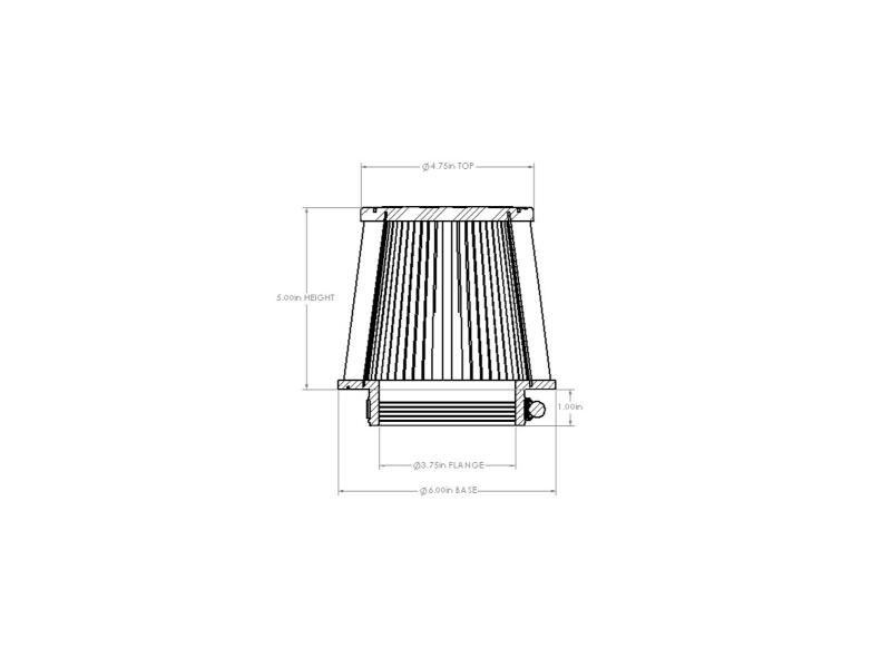 AFE Universal D2 Dura Dry Air Filter - aFe POWER Universal Clamp-On Air Filter w/ D2 Dura-Dry Media - 3-3/4in F x 6in B x 4-3/4in T x 5in H