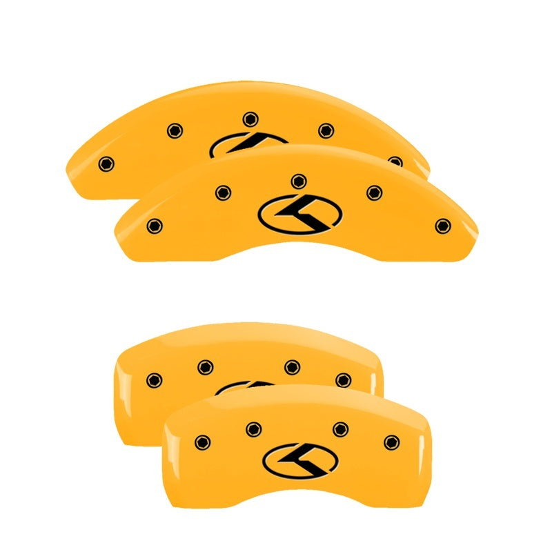MGP Caliper Covers 4 Logo - MGP 4 Caliper Covers Engraved Front & Rear Circle K/Kia Yellow finish black ch